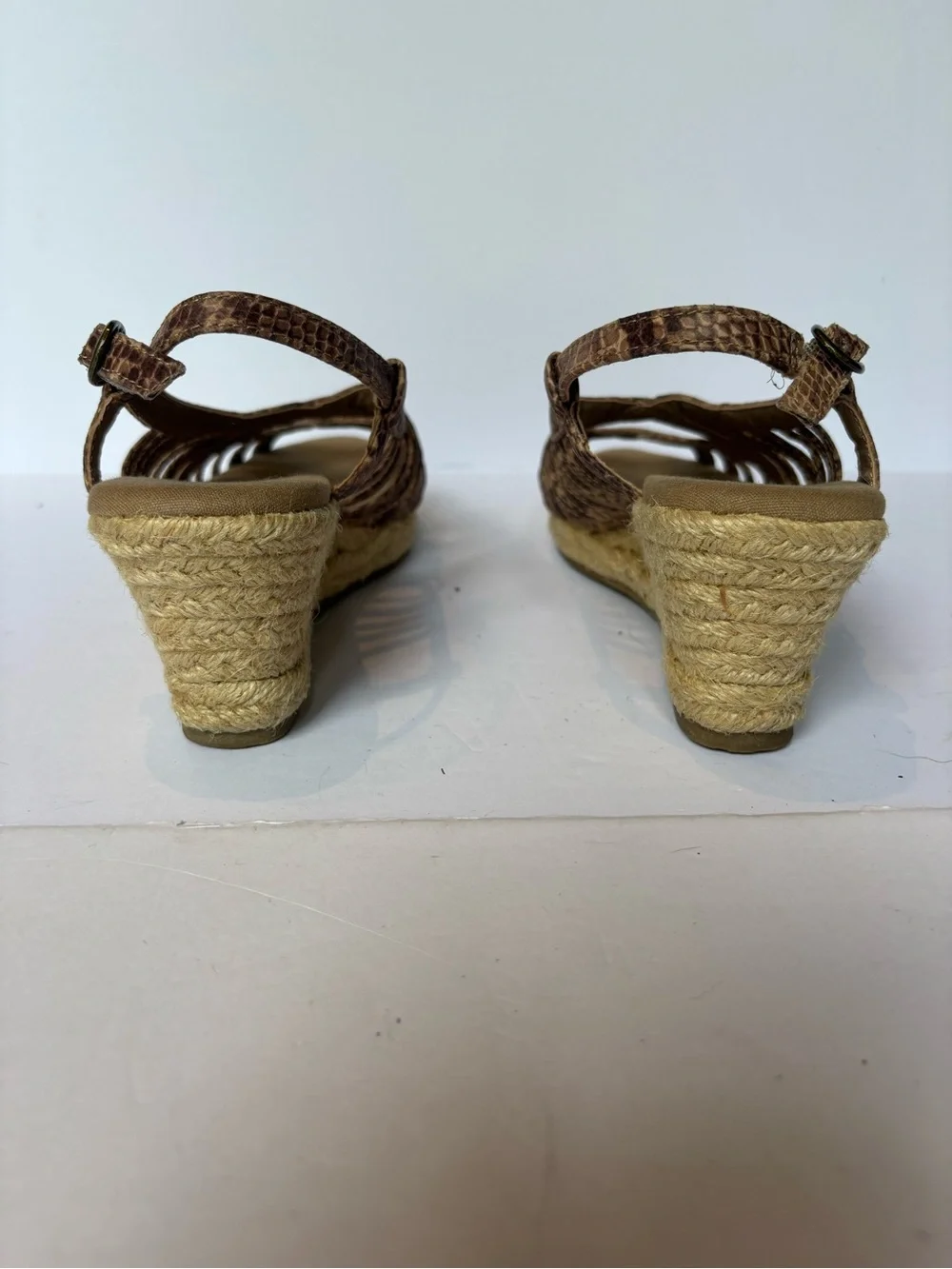 Naturalizer Women's Brown Snake-Print Wedge Sandals Size 7M